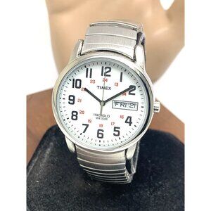 Timex Men's Watch T20461 Quartz White Dial Day Date Expansion Silver Steel 35mm